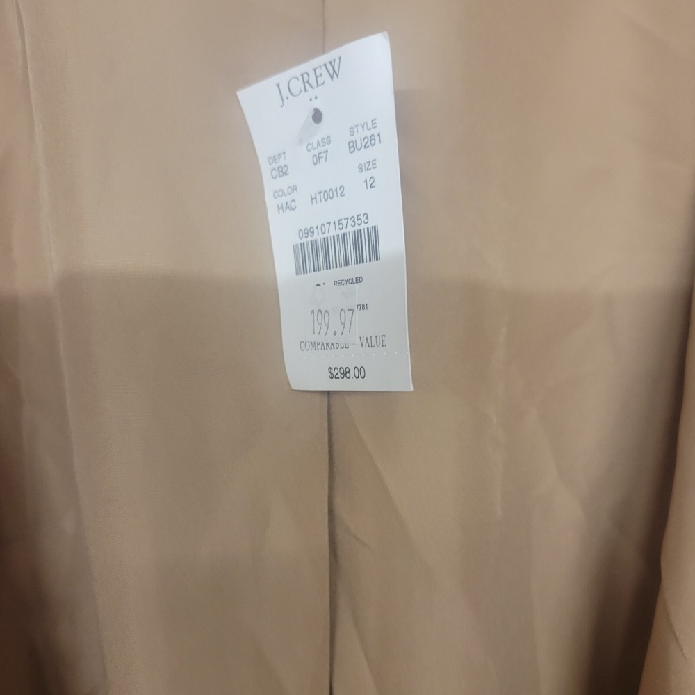 J.Crew Size 12 Wool Blend Mid -Length Coat Brown, Zip up / Button, Winter Coat - Picture 6 of 7
